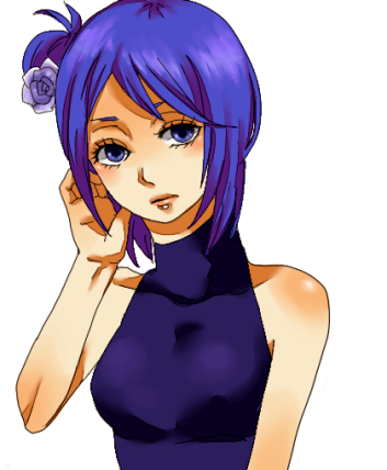 90ii blue_hair breasts female konan labret_piercing lowres naruto naruto_shippuuden piercing simple_background solo white_background