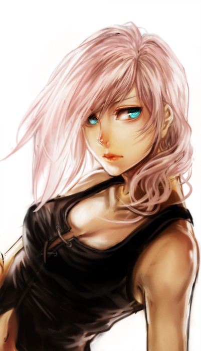 alternate_costume aqua_eyes aya_brea aya_brea_(cosplay) bare_shoulders cosplay final_fantasy final_fantasy_xiii fwd lightning_farron lips pink_hair solo