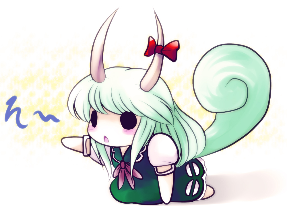 chibi dress ex-keine horns kamishirasawa_keine long_hair ribbon solo tail touhou yume_shokunin