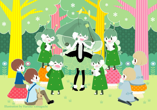 6+girls antennae bad_id bad_pixiv_id bunny fairy forest kneeling multiple_boys multiple_girls nature original pantyhose sitting yamaguchi_haruka