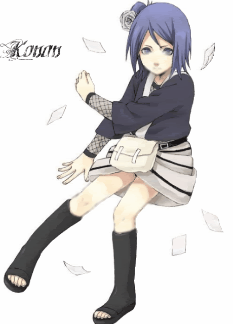 animated animated_gif artist_request boots cute gif konan naruto naruto_shippuuden paper simple_background toes young younger