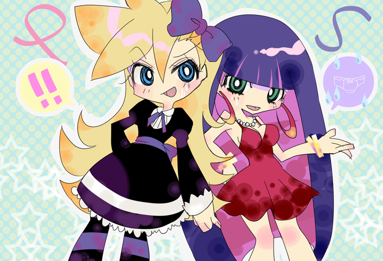 blush breasts cleavage dress goth gothic panty_&amp;_stocking_with_garterbelt panty_(character) panty_(psg) stocking_(character) stocking_(psg)