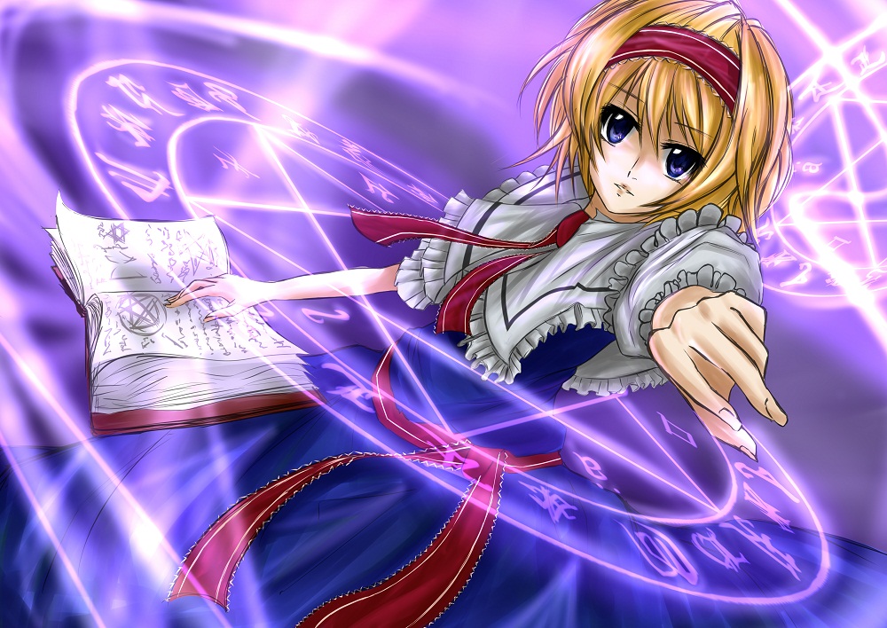 alice_margatroid bad_id bad_pixiv_id blonde_hair blue_eyes book likuspeed magic_circle solo touhou