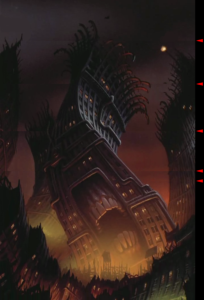 city creepy fantasy surreal teeth tower