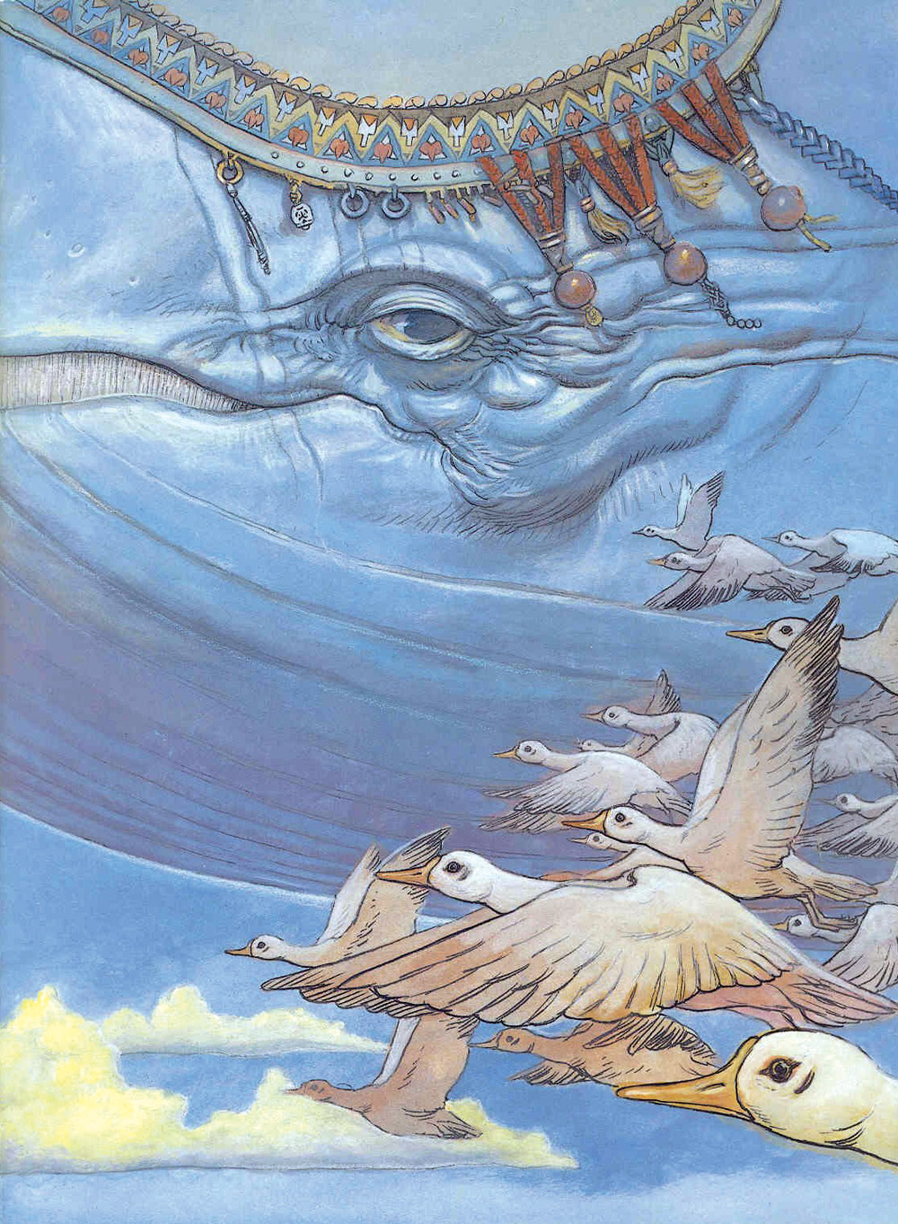 bird cloud flying goose highres no_humans sky terada_katsuya the_legend_of_zelda the_legend_of_zelda:_link's_awakening whale wind_fish