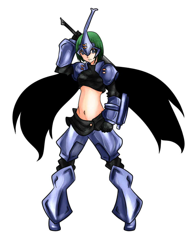 alternate_costume aoshima armor cape female full-body full_body green_hair short_hair simple_background solo standing touhou upright white_background wriggle_nightbug