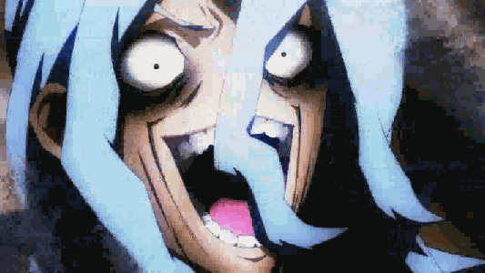 animated_gif blue_hair laughing open_mouth shiki solo
