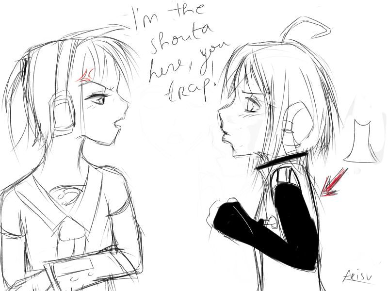 bad_anatomy kagamine_len multiple_boys non-web_source sketch utatane_piko vocaloid