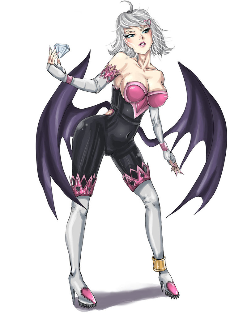 blue_eyes breasts british_bear_boy diamond gem grey_hair high_heels leaning_forward lipstick makeup personification rouge_the_bat shoes sonic_the_hedgehog thigh_highs thighhighs white_hair wings