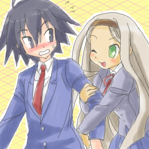 almaz_von_almadine_adamant blush disgaea disgaea_3 lowres makai_senki_disgaea_3 sapphire_rhodonite school_uniform wink