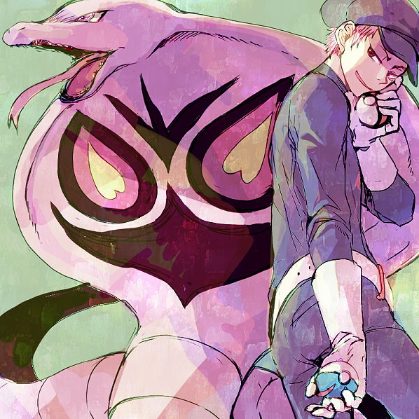 arbok bad_id bad_pixiv_id gen_1_pokemon great_ball haru_(spr) holding holding_poke_ball male_focus poke_ball pokemon pokemon_(creature) team_rocket team_rocket_grunt