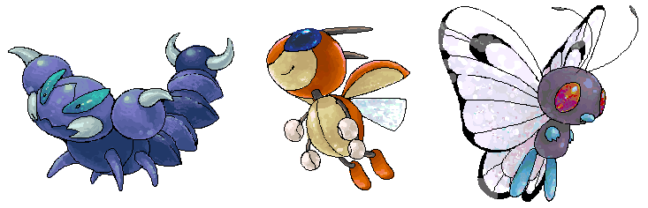 butterfree ledian nintendo plain_background pok&#233;mon pok&eacute;mon skorupi spring_bane video_games white_background