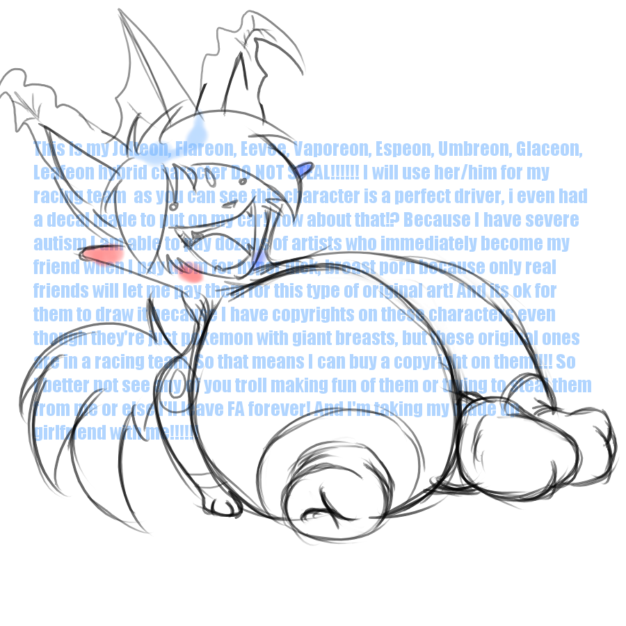 anthro big_breasts breasts derp derpeon english_text herm huge_breasts humor hyper intersex murr nintendo nipples open_mouth parody penis plain_background pok&#233;mon pok&#233;morph pok&eacute;mon solo teeth text tongue troll uini video_games wall_of_text watermark white_background