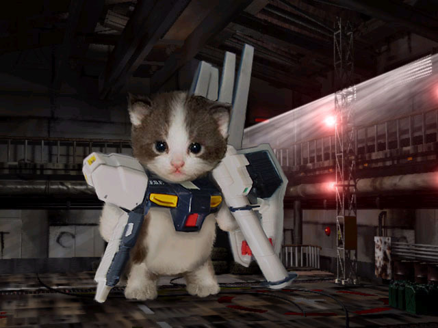 bazooka cat cute edit feline gun gundam hangar light machine mammal mechanical nu_gundam photoshop ranged_weapon robot rocket_launcher shopped weapon