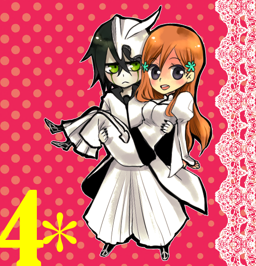 apu arrancar bleach blush chibi inoue_orihime ulquiorra_cifer ulquiorra_schiffer