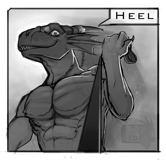 dragon eyewear glasses greyscale horn horns leash looking_at_viewer male monochrome muscles scalie solo spiritraptor