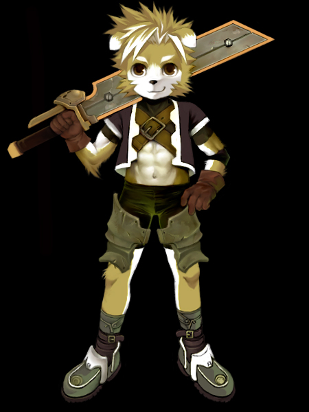 ????? anthro armor canine cloud dog kiske_7key leather looking_at_viewer male mammal shoes solo sword warrior weapon young