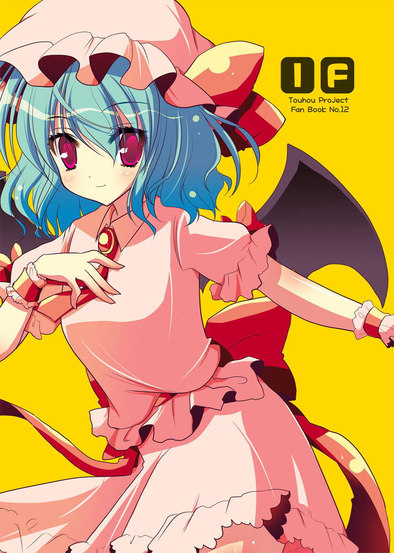 bat_wings blue_hair hat red_eyes remilia_scarlet shiwasu_horio short_hair solo touhou wings