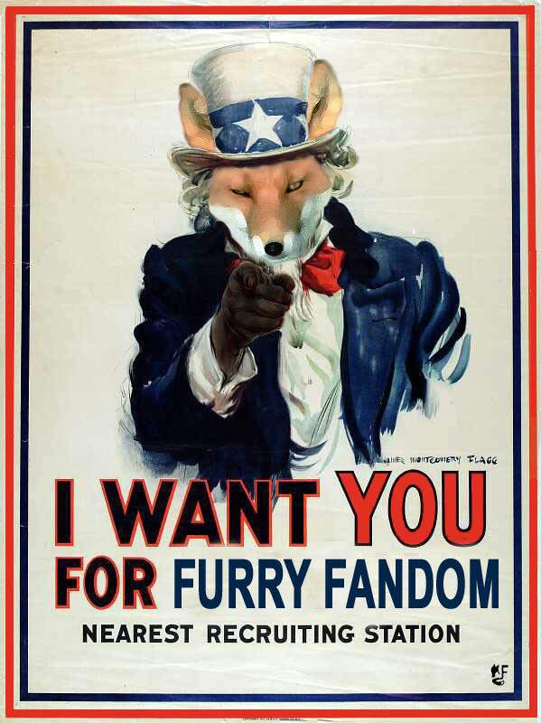 canine fox hat keeshanic-fox looking_at_viewer male parody pointing poster solo star suit uncle_sam