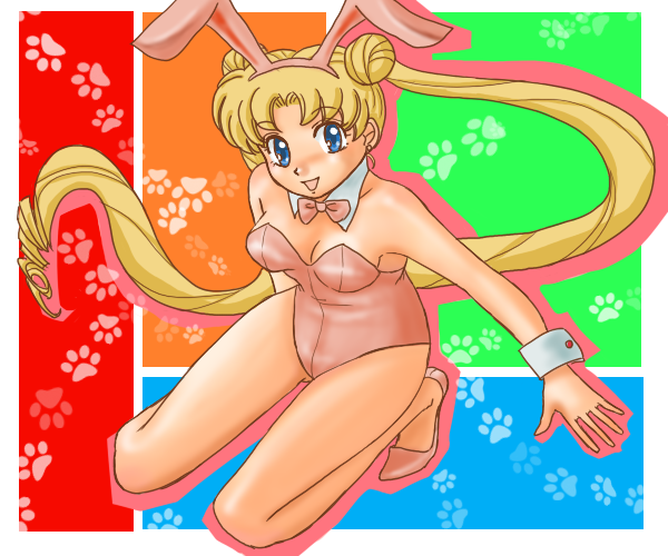 animal_ears bishoujo_senshi_sailor_moon blonde_hair bunny_ears bunny_girl bunnygirl leotard tsukino_usagi twintails