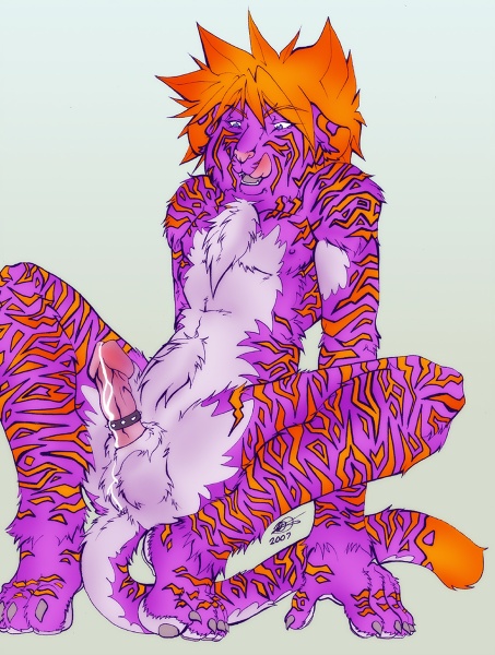 cum erection feline fur hair hard male mammal orange orange_hair penis pink pink_fur plain_background spoo stripes tiger tiggy unknown_artist white_background