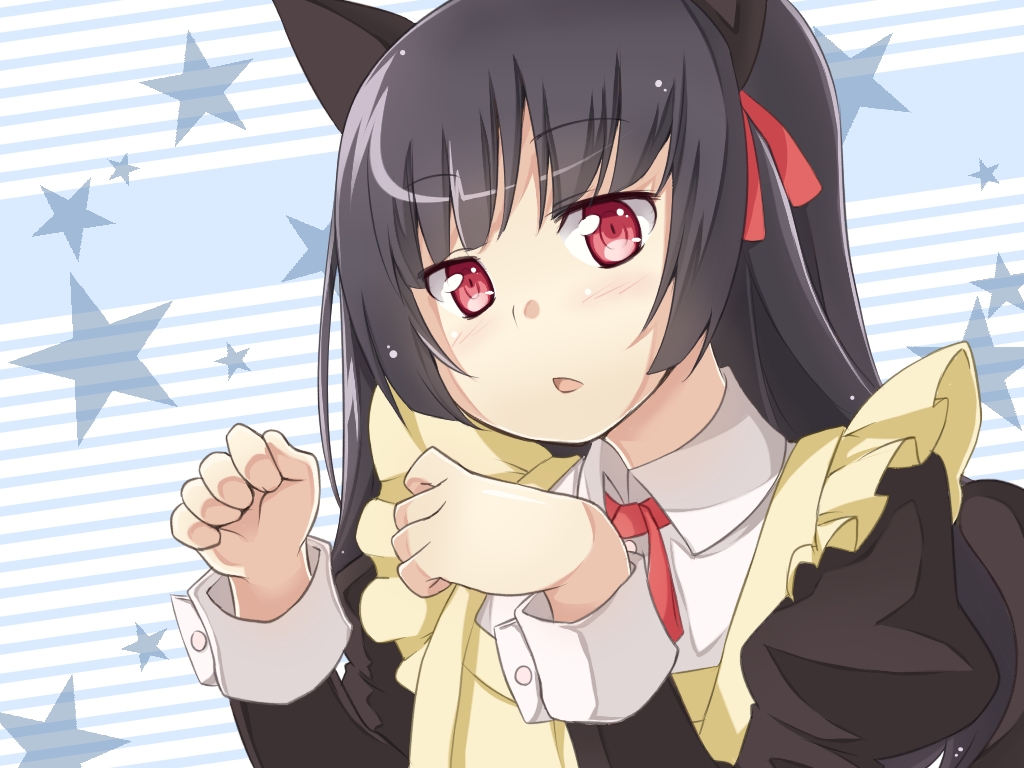 animal_ears binsen black_hair cat_ears gokou_ruri long_hair maid ore_no_imouto_ga_konna_ni_kawaii_wake_ga_nai red_eyes solo