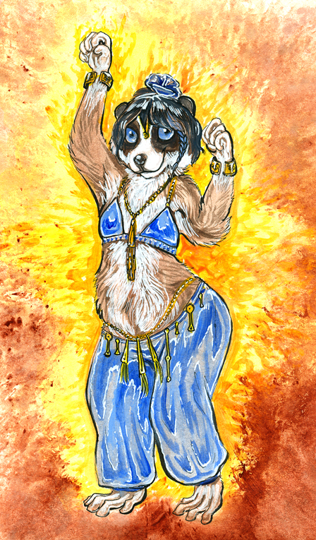 dancing female feralityillustration harem loris primate solo