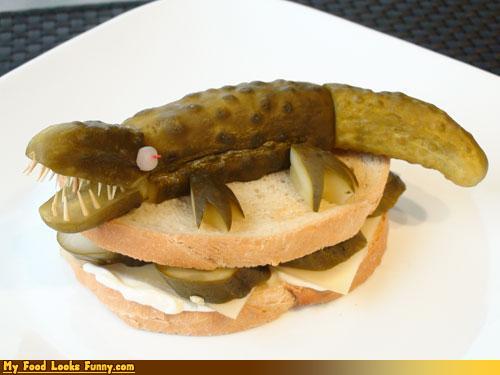 alligator food lol my_food_looks_funny pickle reptile sandwich sandwich_(food) scalie