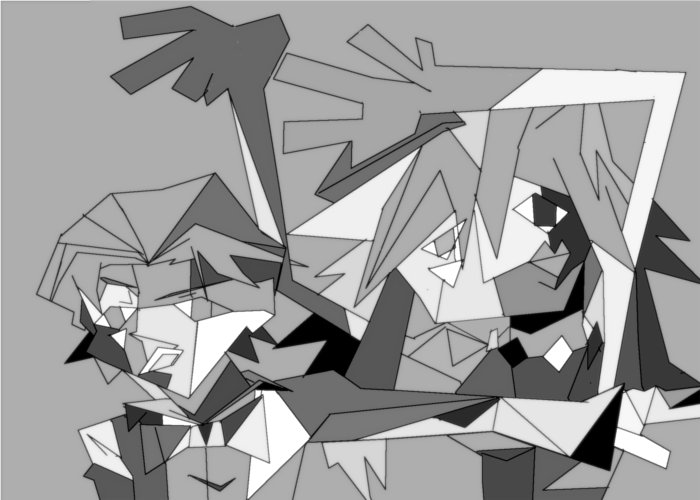 brief_(character) brief_(psg) couple cubism monochrome panty_&amp;_stocking_with_garterbelt panty_(character) panty_(psg)