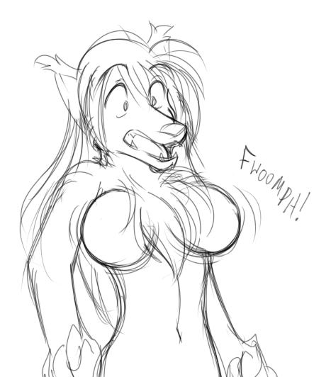 big_breasts breasts canine chest_tuft female fwoomph hair keidran natani_(twokinds) nude open_mouth shock sketch solo surprise teeth tom_fischbach twokinds wolf