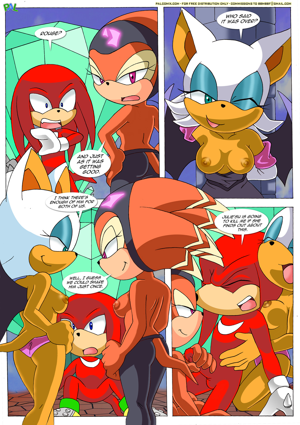 bat breasts comic echidna erection knuckles_the_echidna masturbation mobian mobius_unleashed penis rouge_the_bat sega shade_the_echidna sonic_(series)