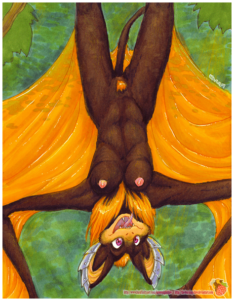 bat breasts farorenightclaw female mammal nipples nude pubes pubic_tuft pussy solo upside_down wings