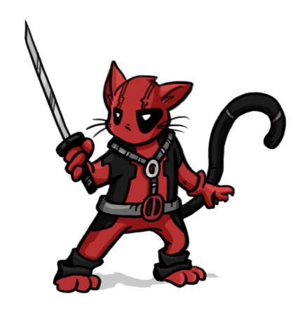 cute dan_jones deadpool feline male mammal mrvlcats solo sword weapon