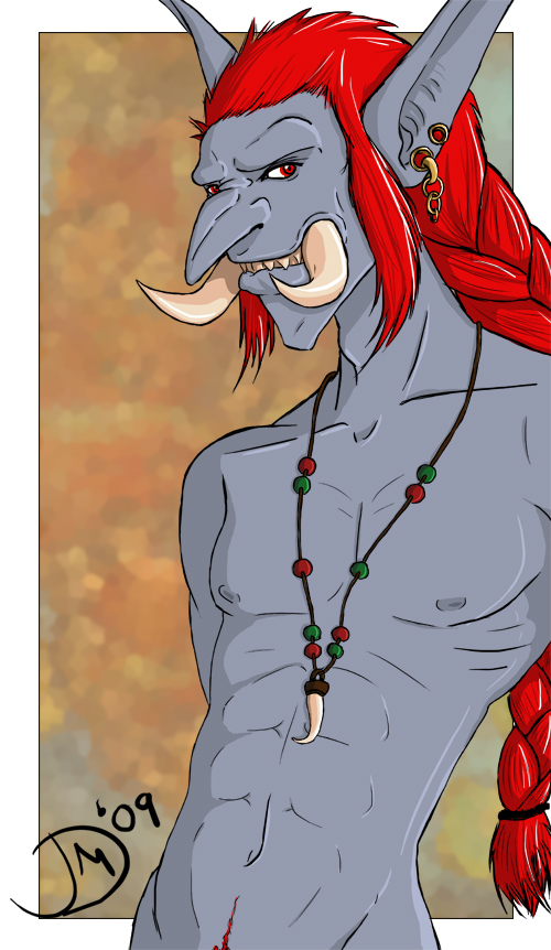 ear_piercing hair male necklace nipples piercing pubes pubic_hair red_hair solo troll tusks unknown_artist video_games warcraft world_of_warcraft
