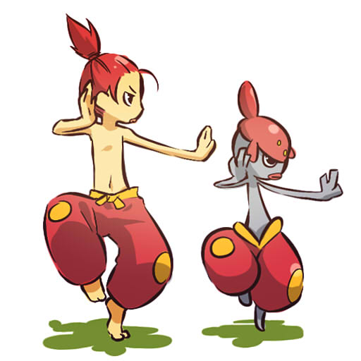 feet gen_3_pokemon hitec lips male_focus medicham moemon personification pokemon pokemon_(creature) red_hair stance topless