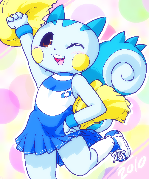 cheerleader female g-sun pachirisu pok&eacute;mon pom-pom rodent solo squirrel tail wink