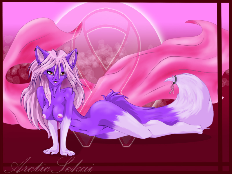 arctic-sekai breasts cancer canine female fox nude piercing purple red_eyes solo tail takumi