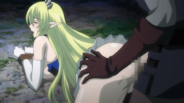 all_fours animated animated_gif ass ass_grab bent_over blonde_hair blush bottomless breasts censored elbow_gloves elf elf_ears elf_hime_nina elfhime_neena eyes_closed from_behind gif gloves long_hair penis pointy_ears pussy rape rope sex vaginal