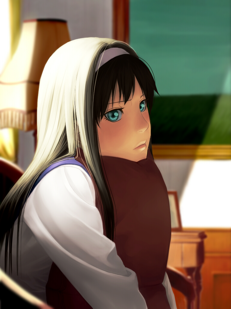 amino_(tn7135) aqua_eyes bad_id bad_pixiv_id black_hair blue_eyes headband long_hair school_uniform solo toono_akiha tsukihime