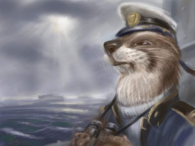 binoculars ocean otter sailor ship solo uniform unknown_artist