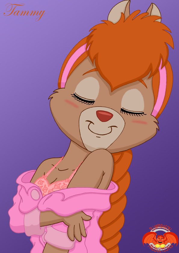 bra braid chip_'n_dale_rescue_rangers chip_'n_dale_rescue_rangers disney eyes_closed female hair lingerie long_hair mammal orange_hair plumpdragon red_nose rodent rule_34 smile solo squirrel tammy underwear undressing