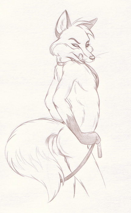 2010 canine collar fox leash licking_lips male nduli nude sketch solo