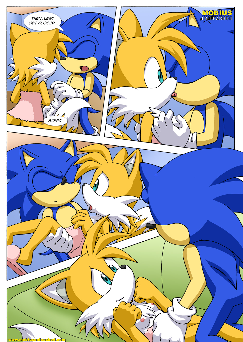 breasts canine female fox hedgehog kissing male miles_prower mobian mobius_unleashed nude sega sonic_(series) sonic_the_hedgehog tails