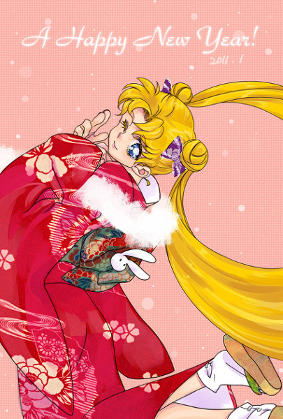 bishoujo_senshi_sailor_moon blonde_hair blue_eyes happy japanese japanese_clothes kimono pixiv smile tsukino_usagi winter