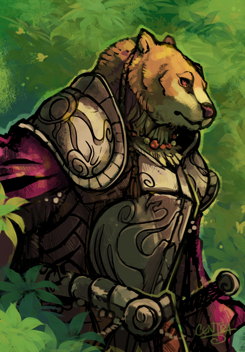 abstract_background armor bear cape centradragon fantasy forest knight male mammal medieval necklace plants soldier solo sword tree trees warrior weapon wood woodland woods