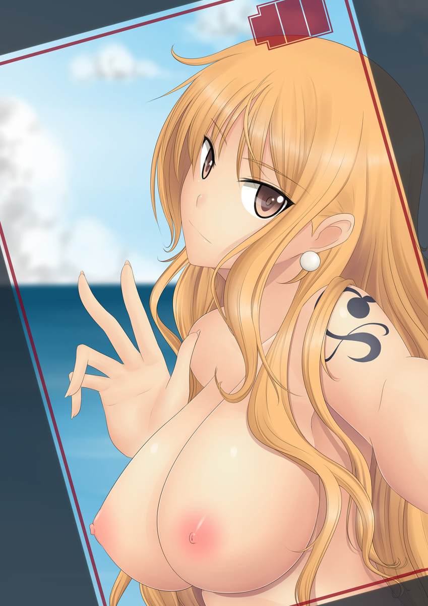 1girl battery_life breasts brown_eyes cellphone female highres kai_(link2262) large_breasts long_hair nami one_piece phone pixiv_manga_sample resized tattoo
