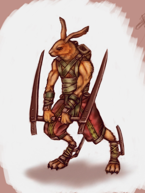 chris_politt digitigrade lagomorph male overgrowth rabbit solo warrior weapon