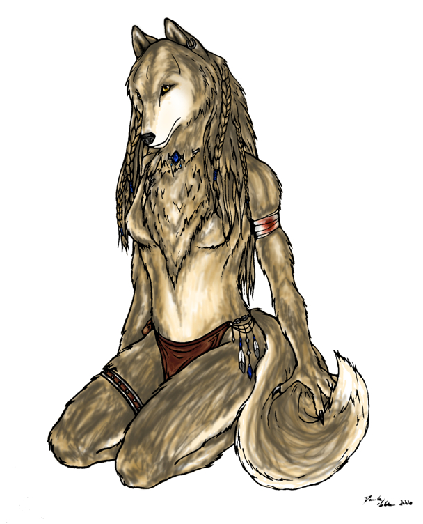 breasts canine female lightstep loincloth naturally_censored solo topless tribal underwear wolf