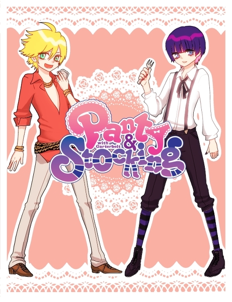 2boys ahoge blonde_hair blue_eyes brothers english genderswap green_eyes lolita_fashion multicolored_hair multiple_boys necktie open_clothes open_mouth open_shirt panty_&amp;_stocking_with_garterbelt panty_(character) panty_(psg) pink_hair purple_hair shirt short_hair siblings smile stocking_(character) stocking_(psg) tie