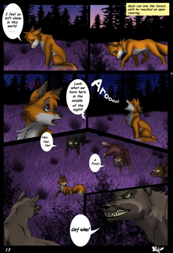 comic feral fox hector howl kesh male mammal nature one_way_or_another outside rukifox watermark wolf zeus